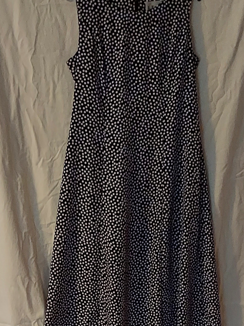 Polka Dot Sleeveless Black Maxi Dress